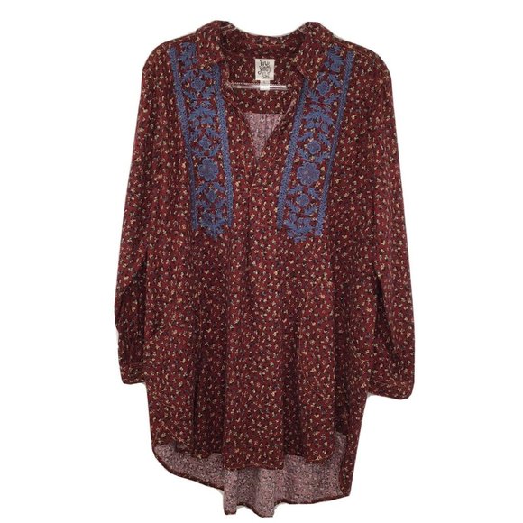 ivy jane Tops - Ivy Jane Long Sleeve V Neck Tunic Top Large Red